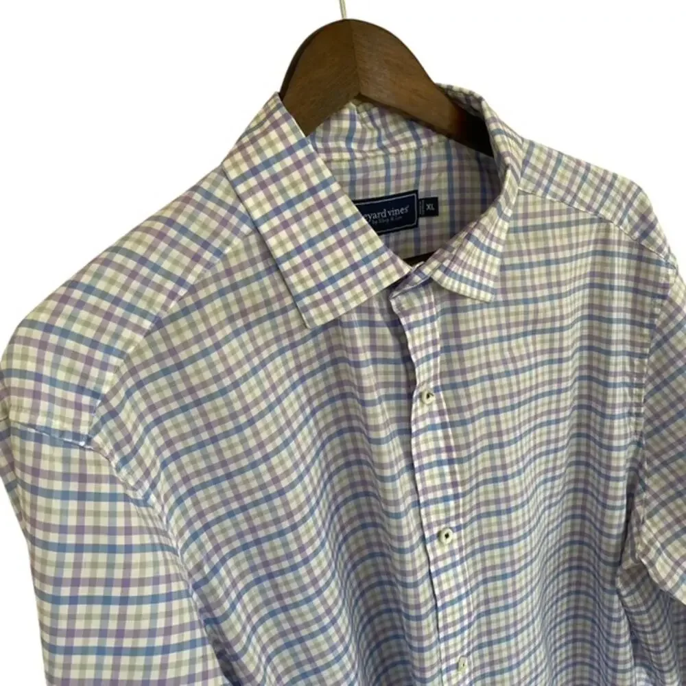 Vineyard Vines Blue, Lavender and White Check Button Up - XL - Picture 3 of 6